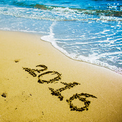 2016 written on the sand