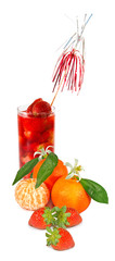 Isolated image of a Strawberry cocktail and fruit close-up