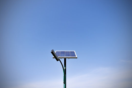 Solar street lamp in a park