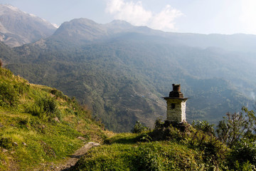 Fototapeta na wymiar Trekking at Poon hill in Nepal.