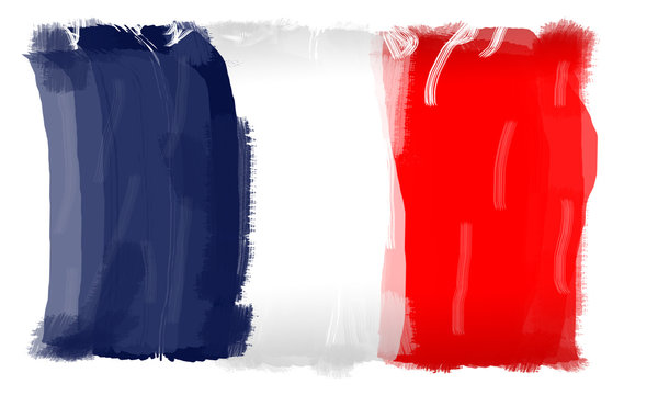 Mit Pinsel gemalte Französische Flagge