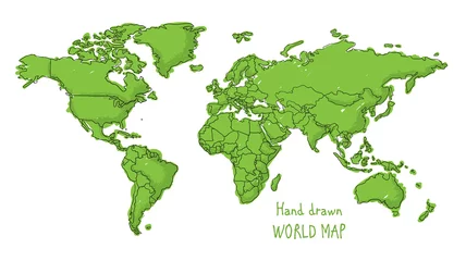 Poster Hand drawn world map © Levente Janos