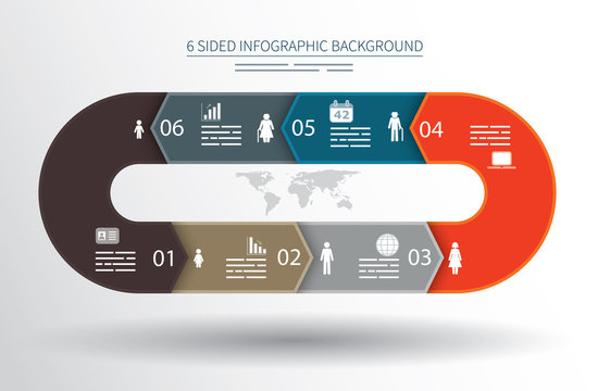 6 sided infographics background