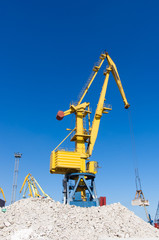 harbour cranes on loading in sea port