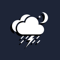 lightning rain cloud moon meteo icon