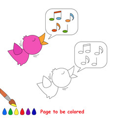 Vector cartoon nightingale to be colored. 