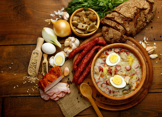 Traditional polish Easter soup Zurek 