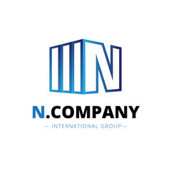 Vector trendy isometric N letter logo