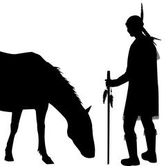 American Indian silhouette with horse