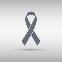 Grey awareness ribbon. Awareness ribbon template. Vector illustration.