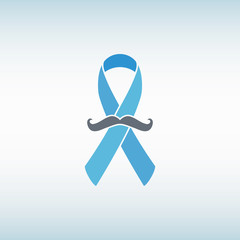 Prostate cancer ribbon awareness with mustache vector illustration.