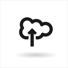 Black cloud vector line icon on white background