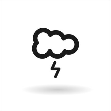 Black cloud with lightning vector line icon