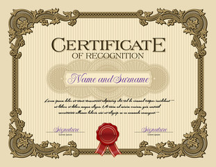 Ornament Vintage Frame Certificate of Recognition Alabaster