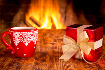 Christmas near fireplace