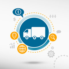 Truck icon and creative design elements