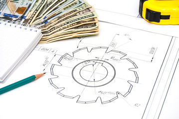 Engineering drawings Shaper Cutters with dollars, tools