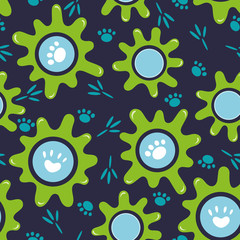 seamless pattern. the blots and tracks in cartoon style