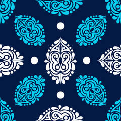 seamless winter background with the blue and white elements on a