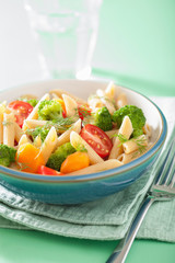veggie penne pasta with broccoli tomato carrot