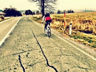 Road bike riding in winter season