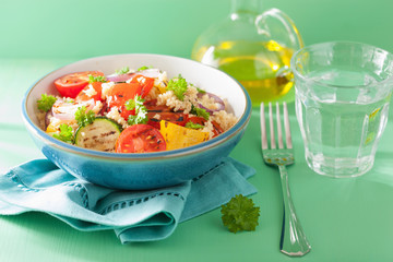 healthy couscous salad with grilled tomato pepper zucchini onion