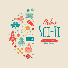 Retro Sci-Fi vector decorating design