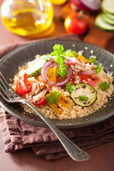 healthy couscous salad with grilled tomato pepper zucchini onion