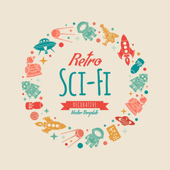 Retro Sci-Fi vector decorating design