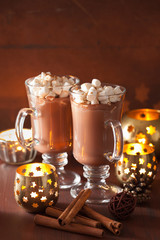 hot chocolate with mini marshmallows cinnamon winter drink candl