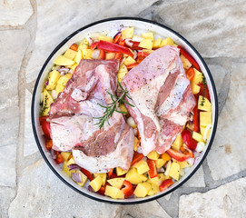 Cooking of traditional balkan turkish bosnian dalmatian meal Pek