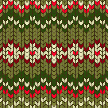 color knitted Christmas seamless pattern.