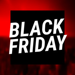 Fototapeta premium Black Friday sale. A black square on a red blurred background.