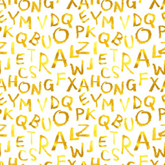 seamless pattern of gold letters