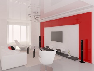 Fototapeta na wymiar Interer functional modern living room.