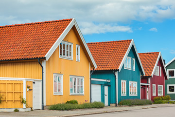 Fototapeta na wymiar Ancient wooden houses in Karlskrona, Sweden