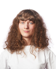 Portrait of teen-girl on white background