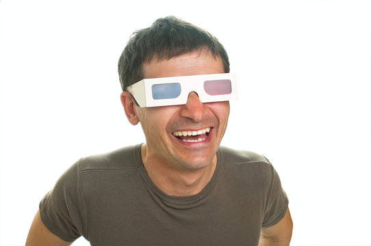 Smiling man in 3d glasses