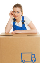 Woman with moving box