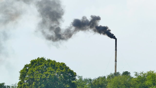 Air pollution, Smoke from the pipes of plant.