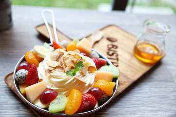 crape cake with fruit