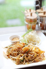 Thai food padthai fried noodle with shrimp