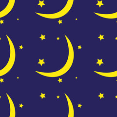 Naklejka na ściany i meble Seamless pattern of the moon and stars