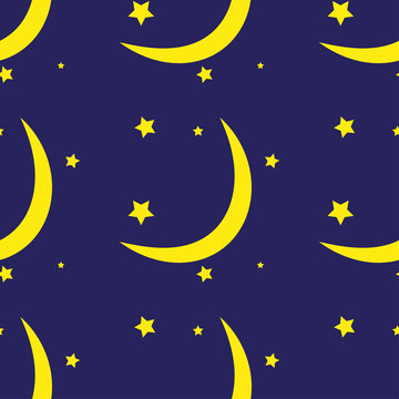 Seamless pattern of the moon and stars