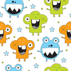 seamless colorful monster pattern vector illustration