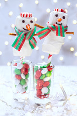 Chocolate dipped marshmallow snowman