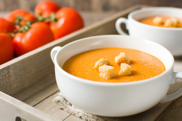 Gazpacho with tomato,garlic, cucumber and pepper