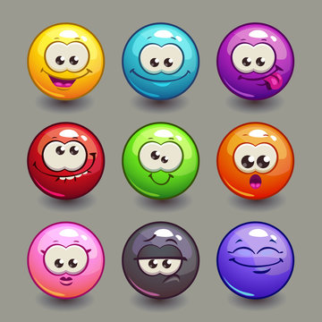 Cartoon comic round faces set
