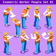 Fototapeta premium Construction 01 People Isometric