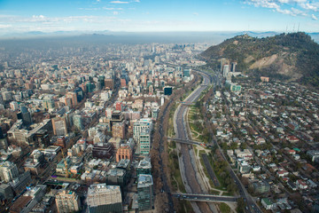 Santiago de Chile from high altitude. Santiago Cityscape